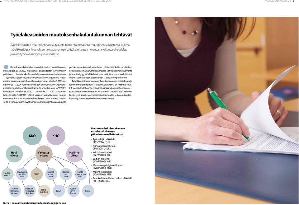 Muutoksenhakulautakunnan tehtävänä on yksittäisten valitusasioiden ja 1.1.2007 lukien myös eläkelaitosten lainvoimaisen päätöksen poistamista koskevien hakemusasioiden ratkaiseminen.