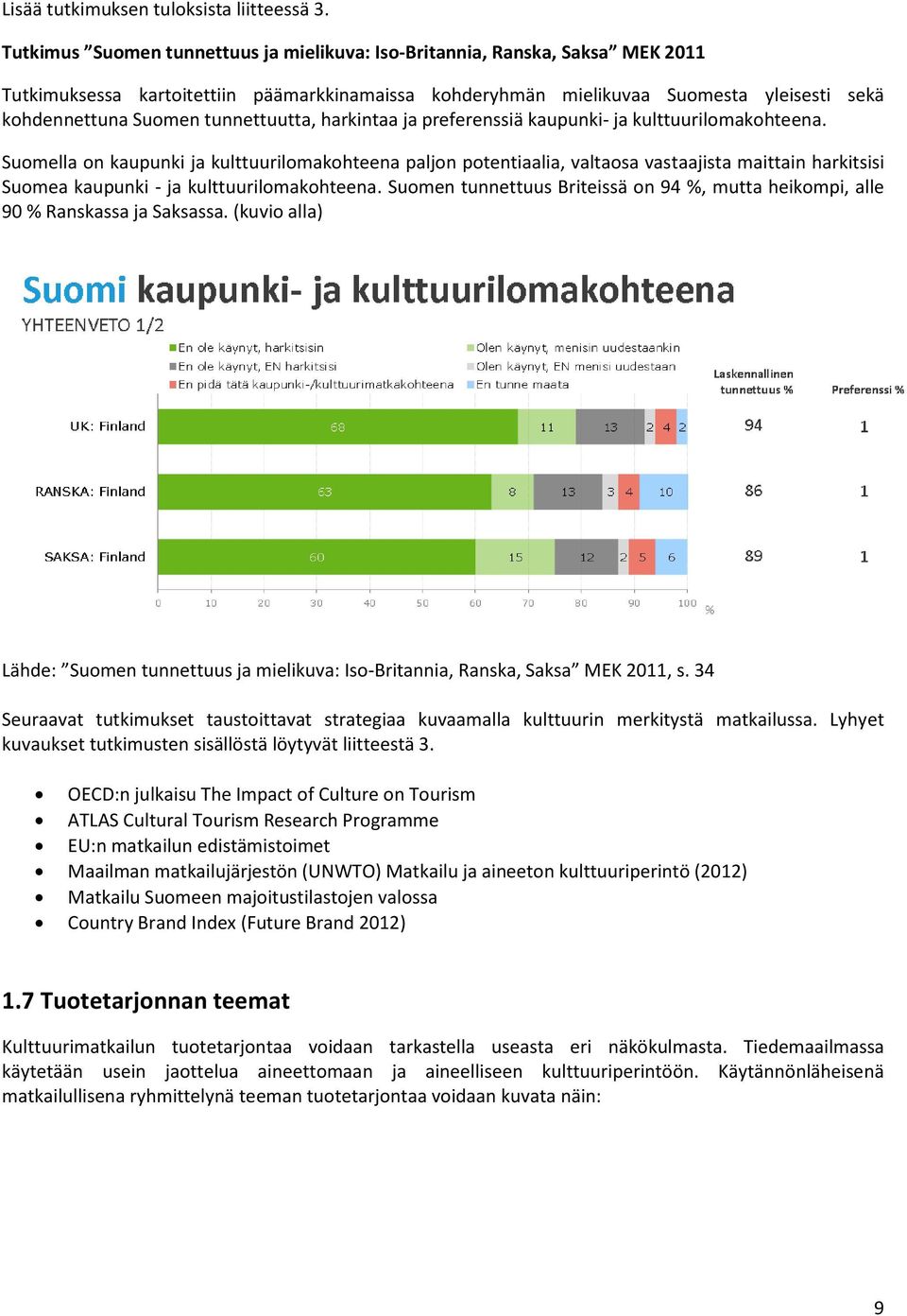 tunnettuutta, harkintaa ja preferenssiä kaupunki- ja kulttuurilomakohteena.