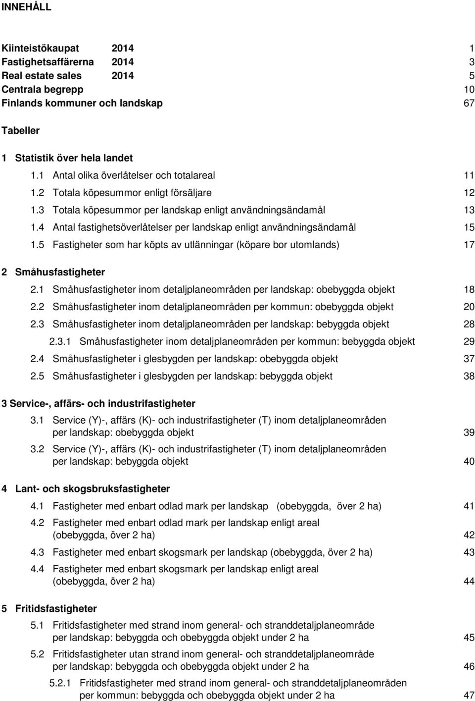 4 Antal fastighetsöverlåtelser per landskap enligt användningsändamål 1.5 Fastigheter som har köpts av utlänningar (köpare bor utomlands) 2 Småhusfastigheter 2.