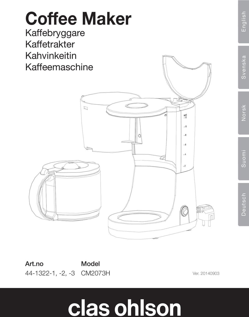 Kaffeemaschine Deutsch English Svenska