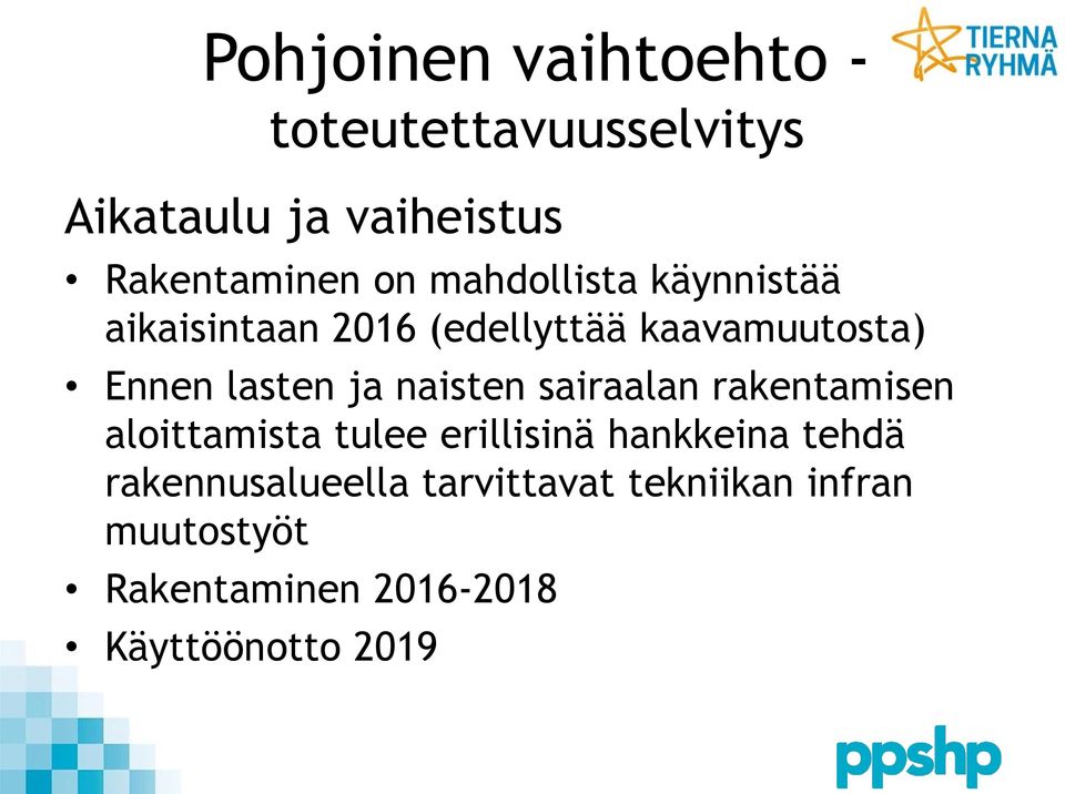 naisten sairaalan rakentamisen aloittamista tulee erillisinä hankkeina tehdä