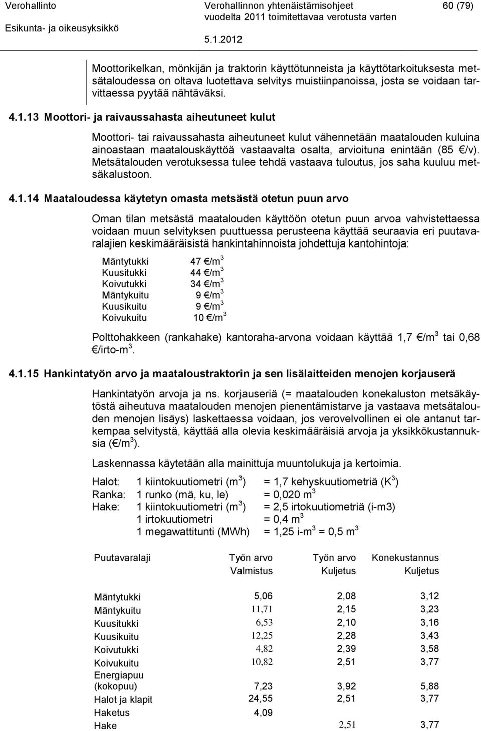 (85 /v). Metsätalouden verotuksessa tulee tehdä vastaava tuloutus, jos saha kuuluu metsäkalustoon. 4.1.