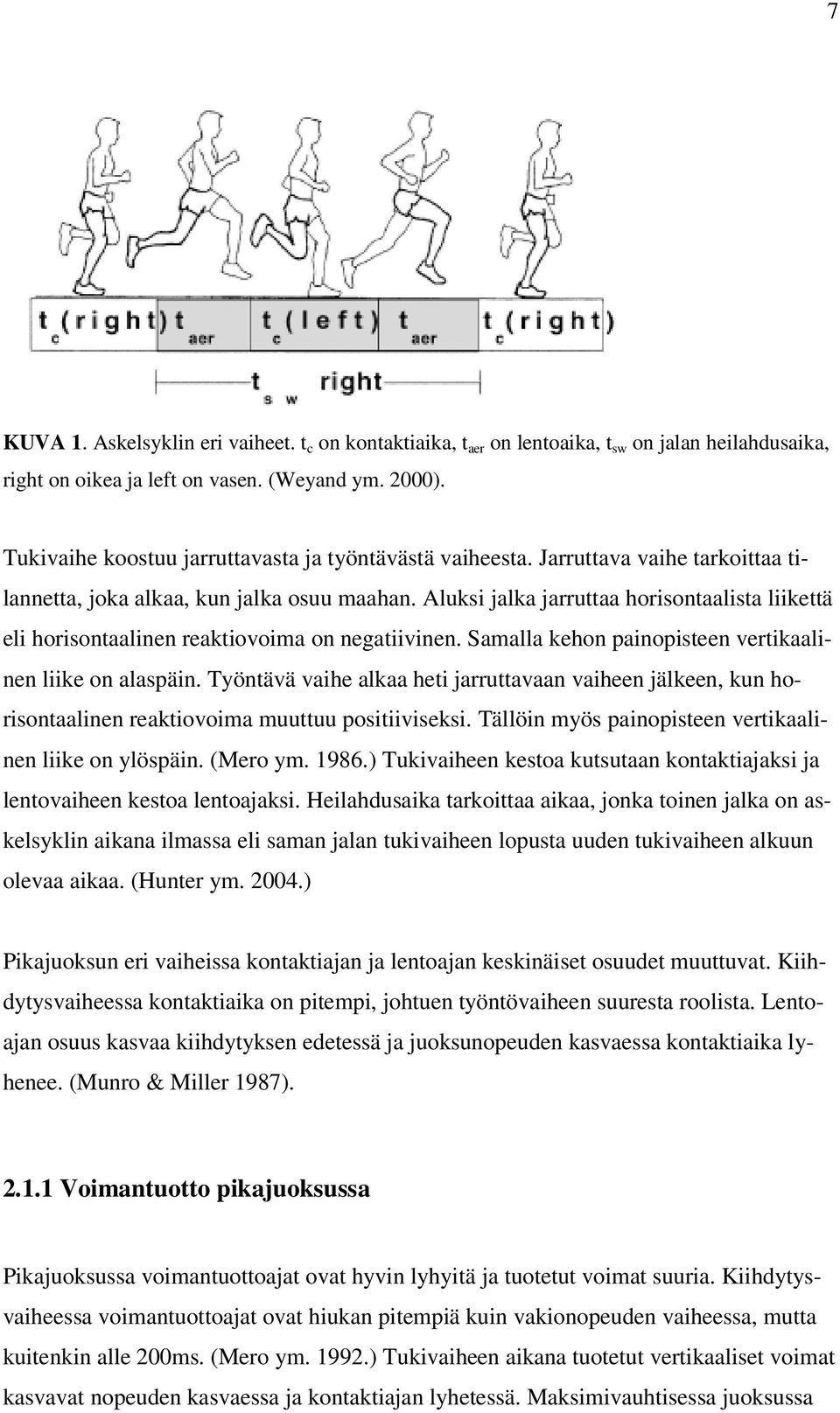 Aluksi jalka jarruttaa horisontaalista liikettä eli horisontaalinen reaktiovoima on negatiivinen. Samalla kehon painopisteen vertikaalinen liike on alaspäin.