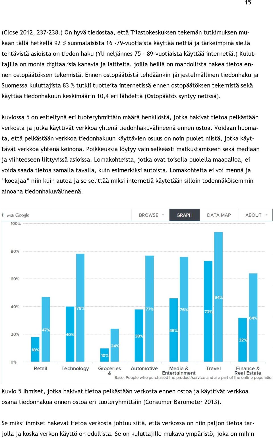 neljännes 75 89 vuotiaista käyttää internetiä.) Kuluttajilla on monia digitaalisia kanavia ja laitteita, joilla heillä on mahdollista hakea tietoa ennen ostopäätöksen tekemistä.