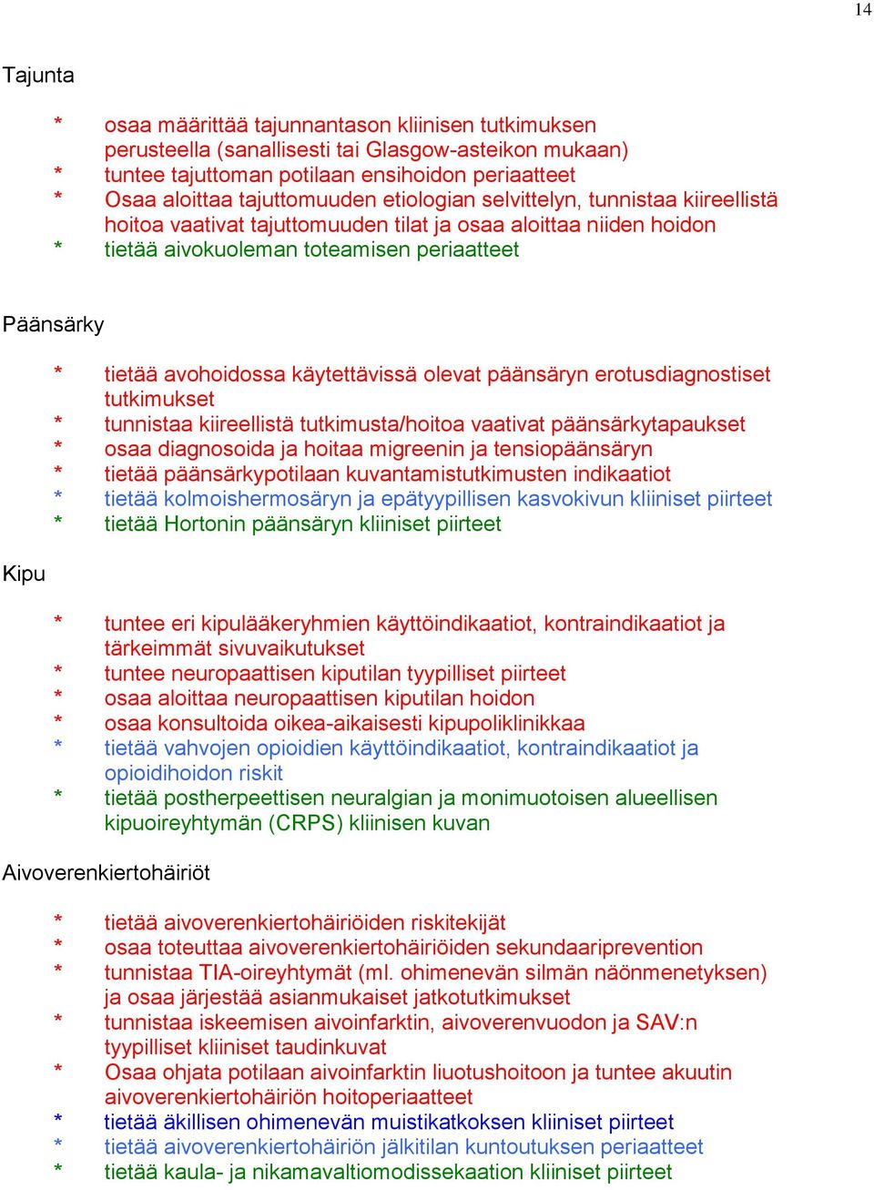 avohoidossa käytettävissä olevat päänsäryn erotusdiagnostiset tutkimukset * tunnistaa kiireellistä tutkimusta/hoitoa vaativat päänsärkytapaukset * osaa diagnosoida ja hoitaa migreenin ja