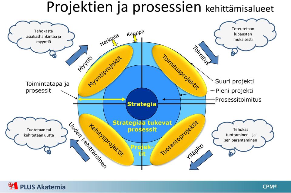 Suuri projekti Pieni projekti Prosessitoimitus Tuotetaan tai kehitetään