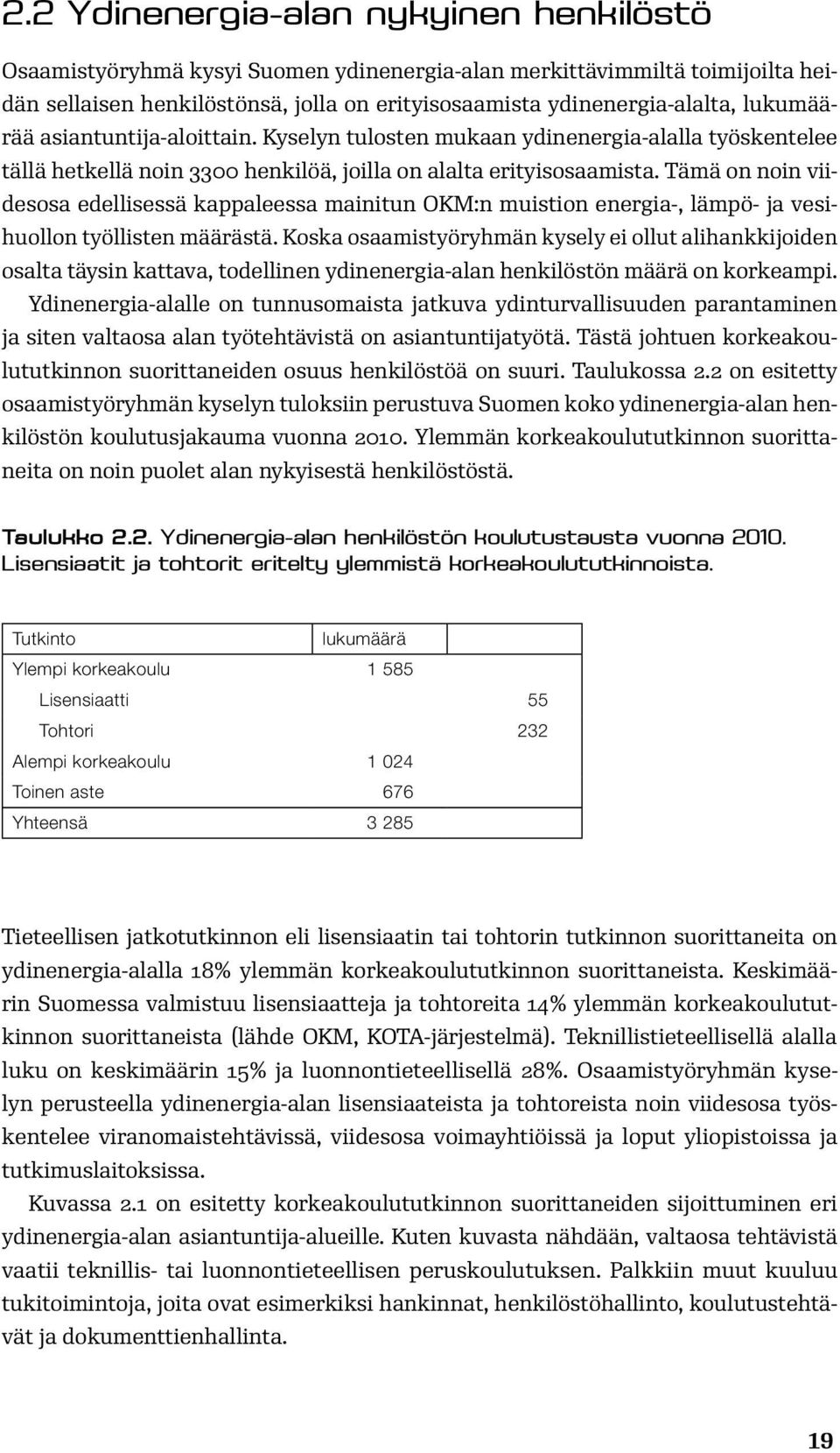 Tämä on noin viidesosa edellisessä kappaleessa mainitun OKM:n muistion energia-, lämpö- ja vesihuollon työllisten määrästä.