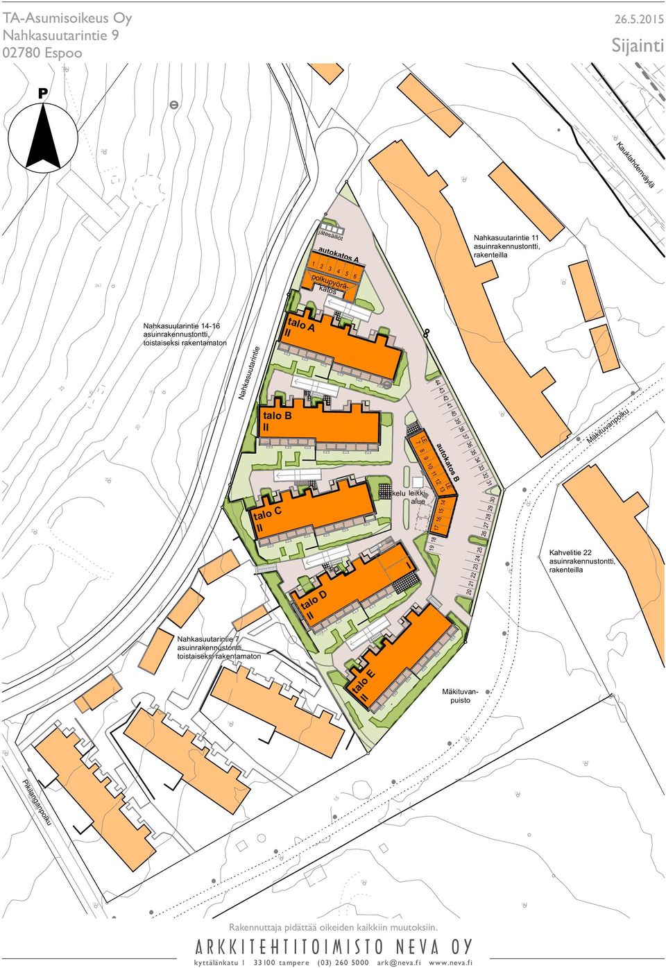 5 Mäkituvanpolku autokatos B 8 9 10 11 12 20.0 21.5 talo C II oleskelu leikkialue LE 13 14 15 16 17 26 27 28 29 30 11.5 I 18 19 22 23 24 25 11.