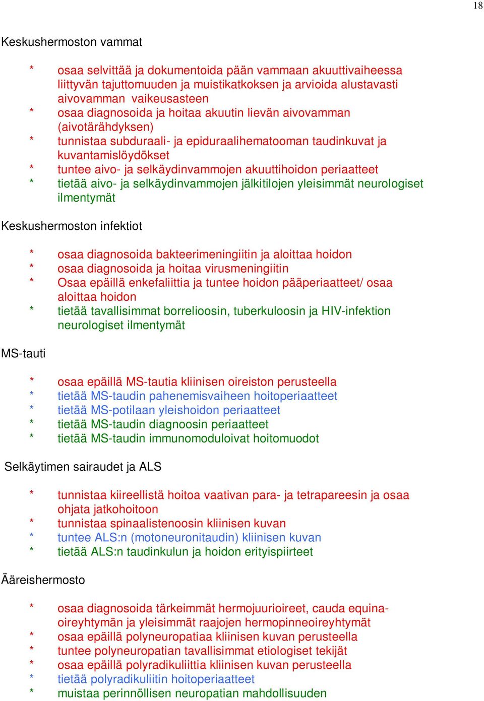 * tietää aivo- ja selkäydinvammojen jälkitilojen yleisimmät neurologiset ilmentymät Keskushermoston infektiot MS-tauti * osaa diagnosoida bakteerimeningiitin ja aloittaa hoidon * osaa diagnosoida ja