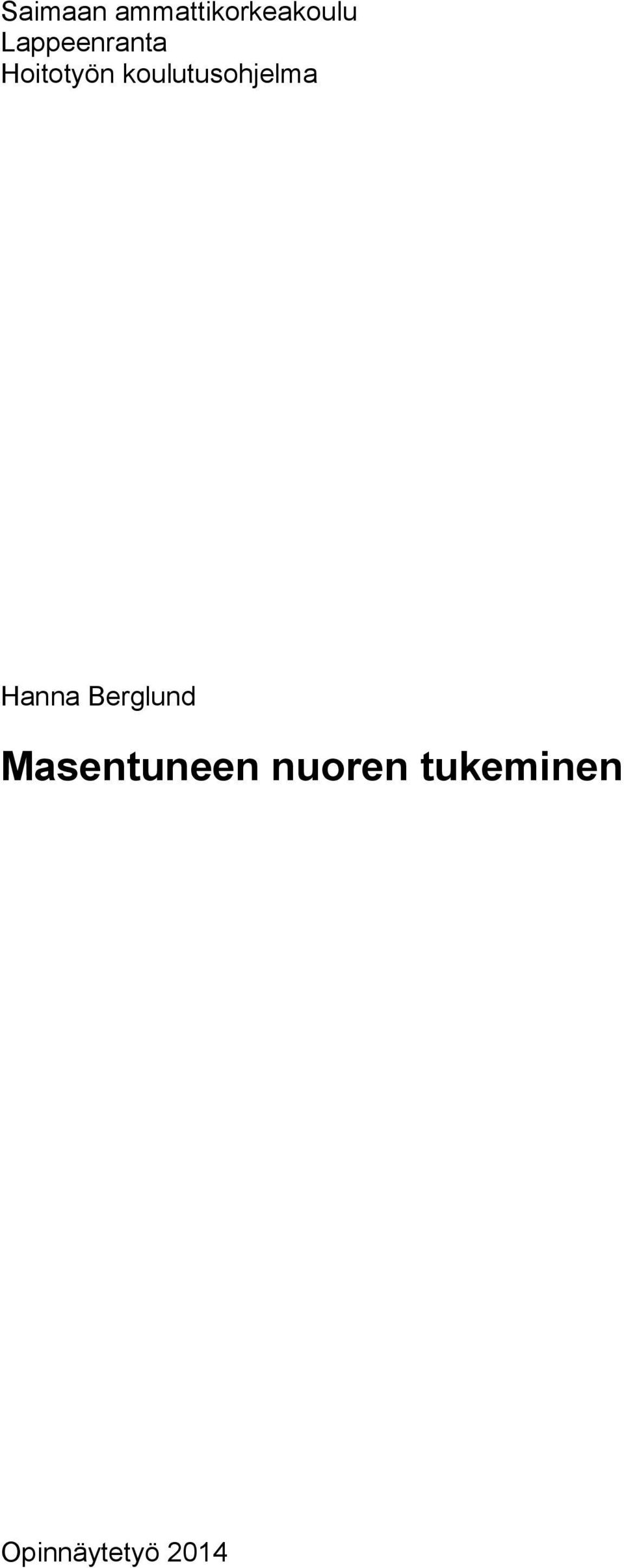 koulutusohjelma Hanna Berglund