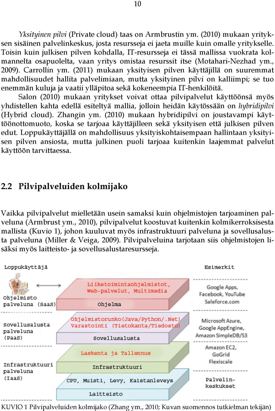 (2011) mukaan yksityisen pilven käyttäjillä on suuremmat mahdollisuudet hallita palvelimiaan, mutta yksityinen pilvi on kalliimpi; se tuo enemmän kuluja ja vaatii ylläpitoa sekä kokeneempia