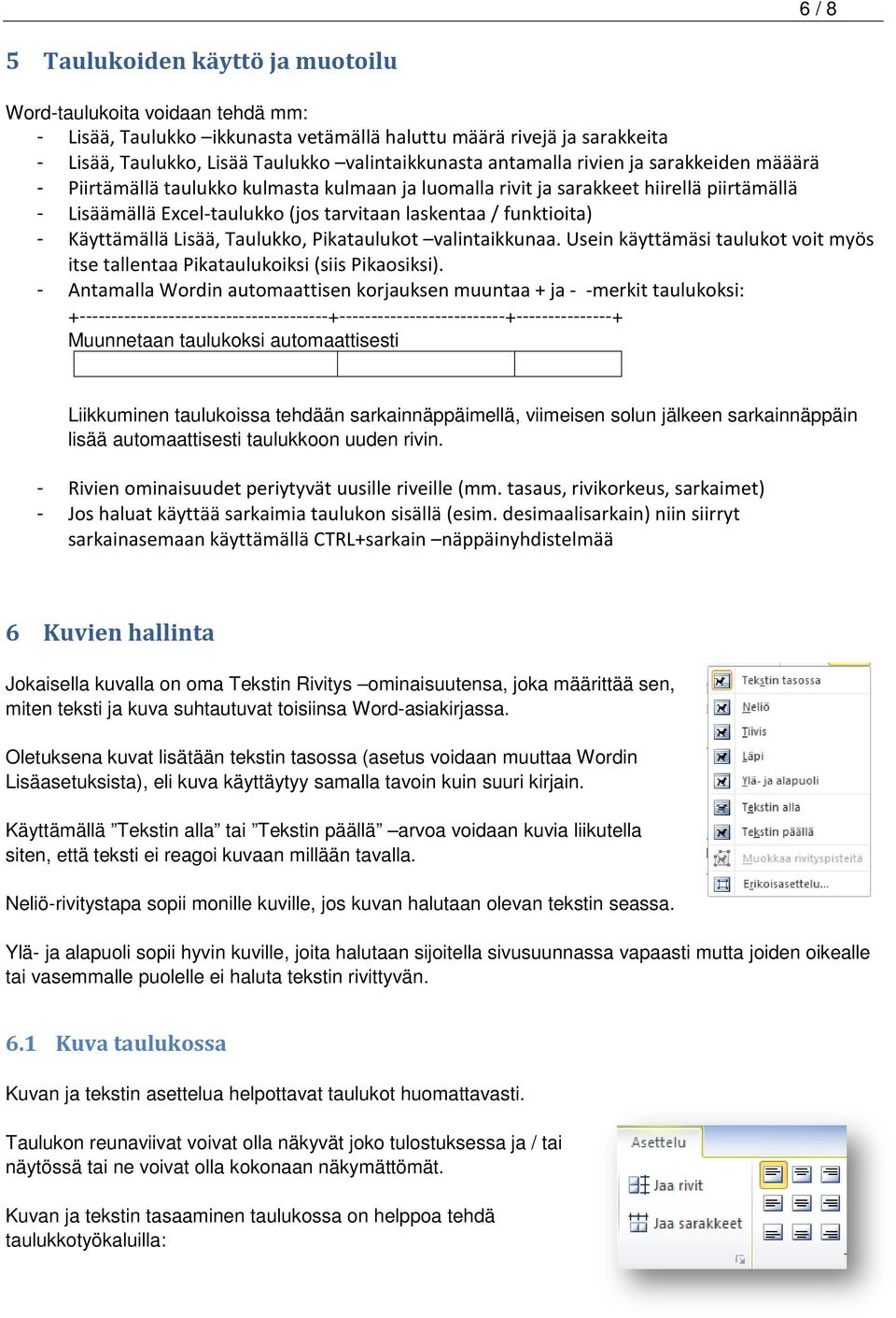 Käyttämällä Lisää, Taulukko, Pikataulukot valintaikkunaa. Usein käyttämäsi taulukot voit myös itse tallentaa Pikataulukoiksi (siis Pikaosiksi).