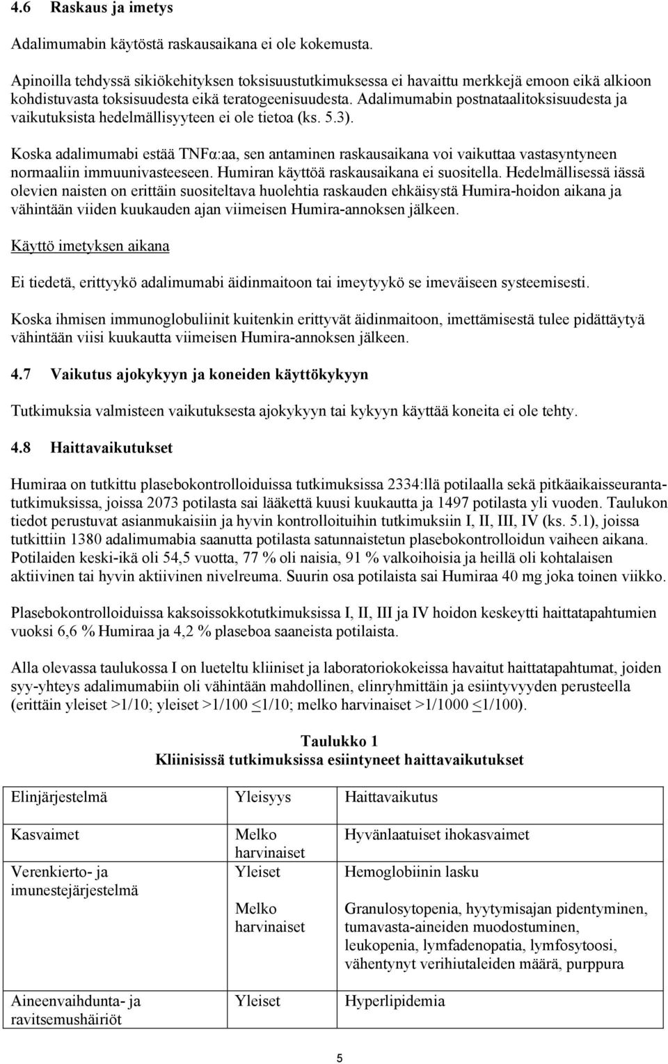 Adalimumabin postnataalitoksisuudesta ja vaikutuksista hedelmällisyyteen ei ole tietoa (ks. 5.3).