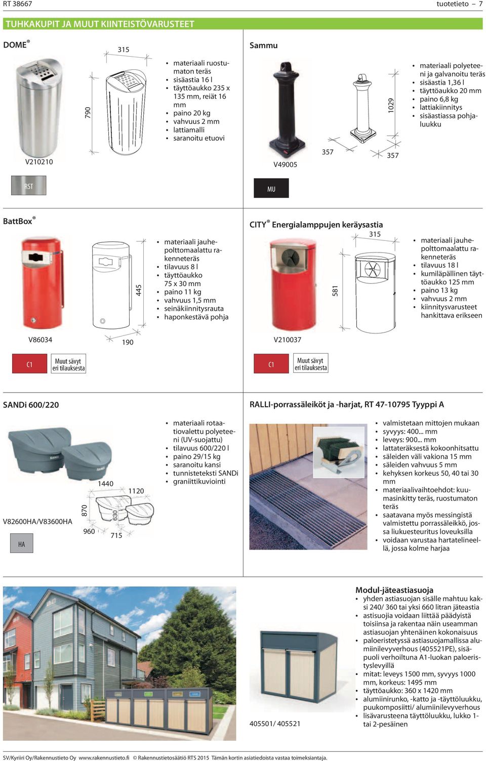 seinäkiinnitysrauta haponkestävä pohja CITY Energialamppujen keräysastia 315 581 581 tilavuus 18 l kumiläpällinen täyttöaukko 125 paino 13 kg V86034 190 V210037 C1 C1 SANDi 600/220