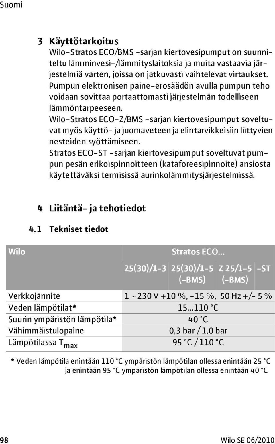 Wilo-Stratos ECO-Z/BMS -sarjan kiertovesipumput soveltuvat myös käyttö- ja juomaveteen ja elintarvikkeisiin liittyvien nesteiden syöttämiseen.