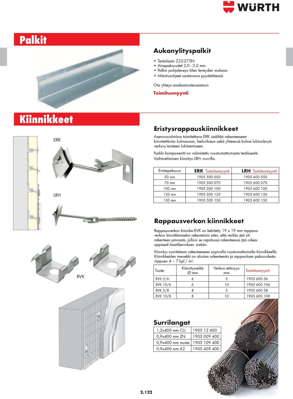 lukitsemiseen. Kaikki komponentit on valmistettu ruostumattomasta teräksestä. Vaihtoehtoinen kiinnitys LRH- ruuvilla.