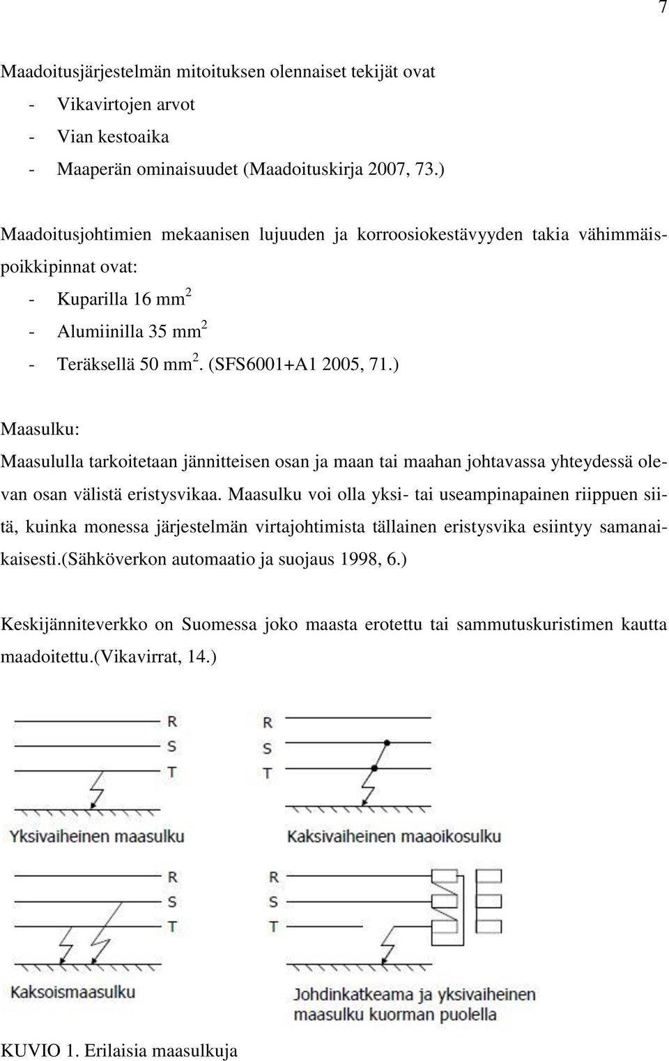 ) Maasulku: Maasululla tarkoitetaan jännitteisen osan ja maan tai maahan johtavassa yhteydessä olevan osan välistä eristysvikaa.