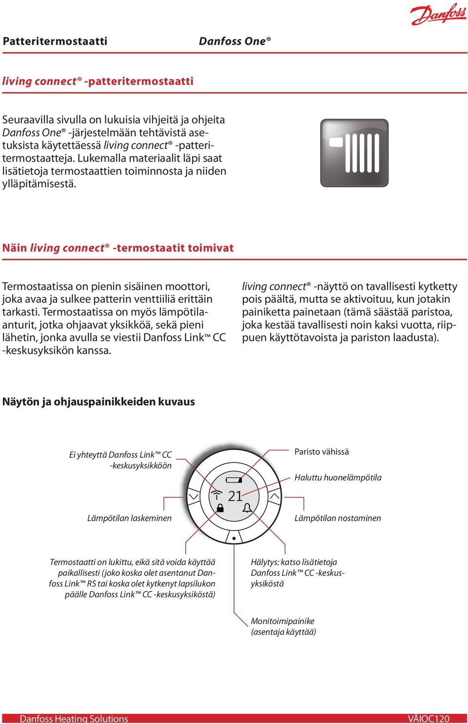 Näin living connect -termostaatit toimivat Termostaatissa on pienin sisäinen moottori, joka avaa ja sulkee patterin venttiiliä erittäin tarkasti.
