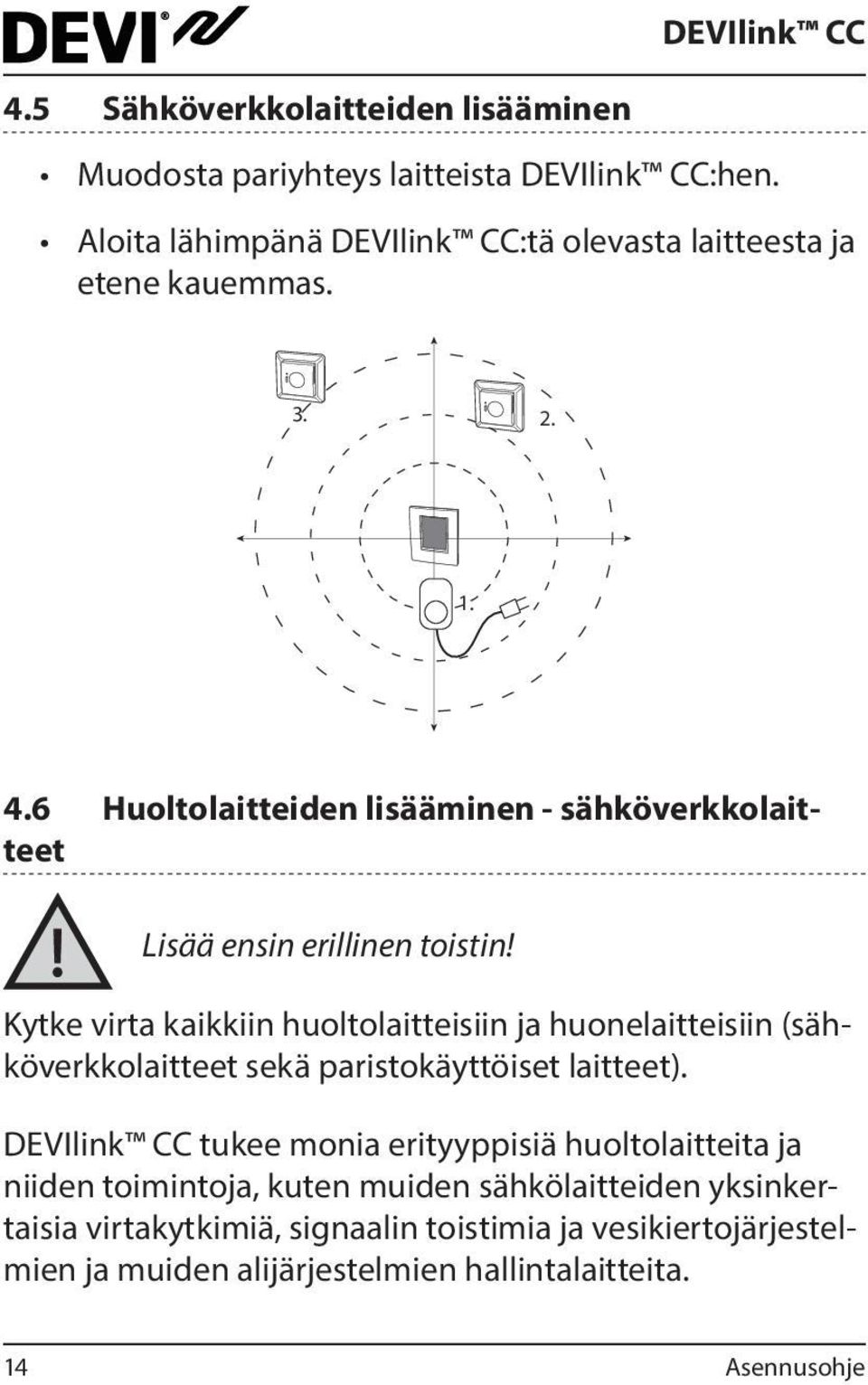 6 Huoltolaitteiden lisääminen - sähköverkkolaitteet Lisää ensin erillinen toistin!