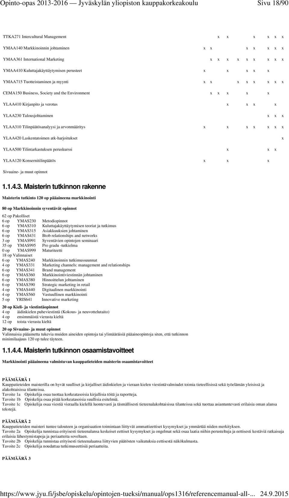 Tilintarkastuksen peruskurssi YLAA120 Konsernitilinpäätös Sivuaine- ja muut opinnot 1.1.4.3.