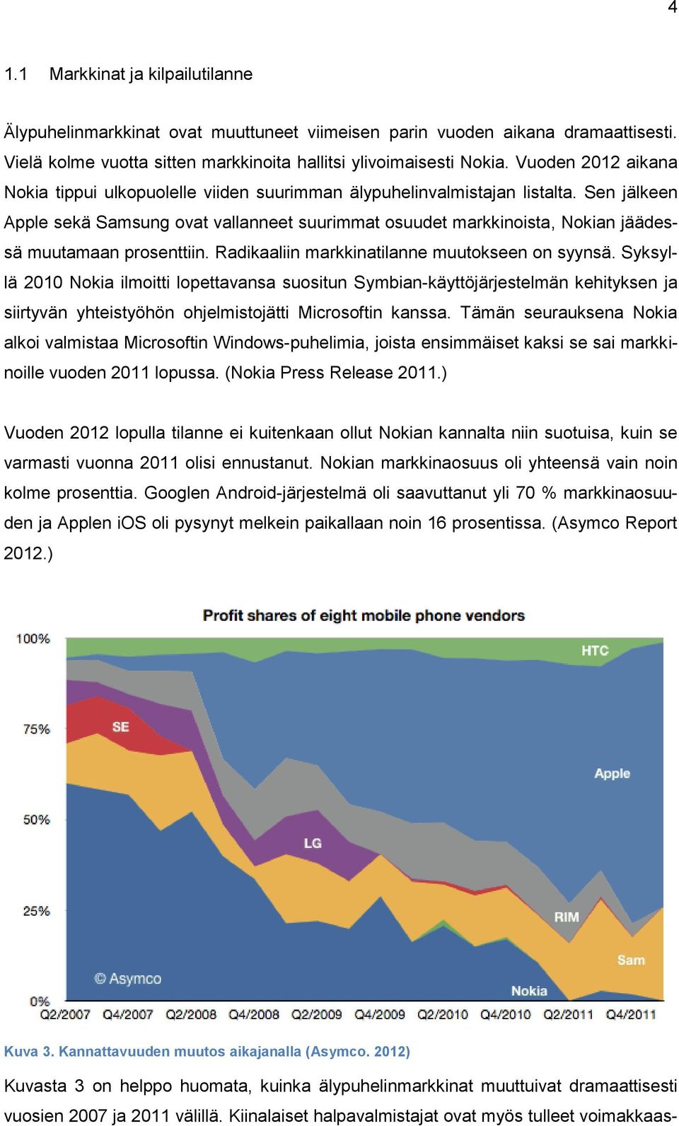 Sen jälkeen Apple sekä Samsung ovat vallanneet suurimmat osuudet markkinoista, Nokian jäädessä muutamaan prosenttiin. Radikaaliin markkinatilanne muutokseen on syynsä.