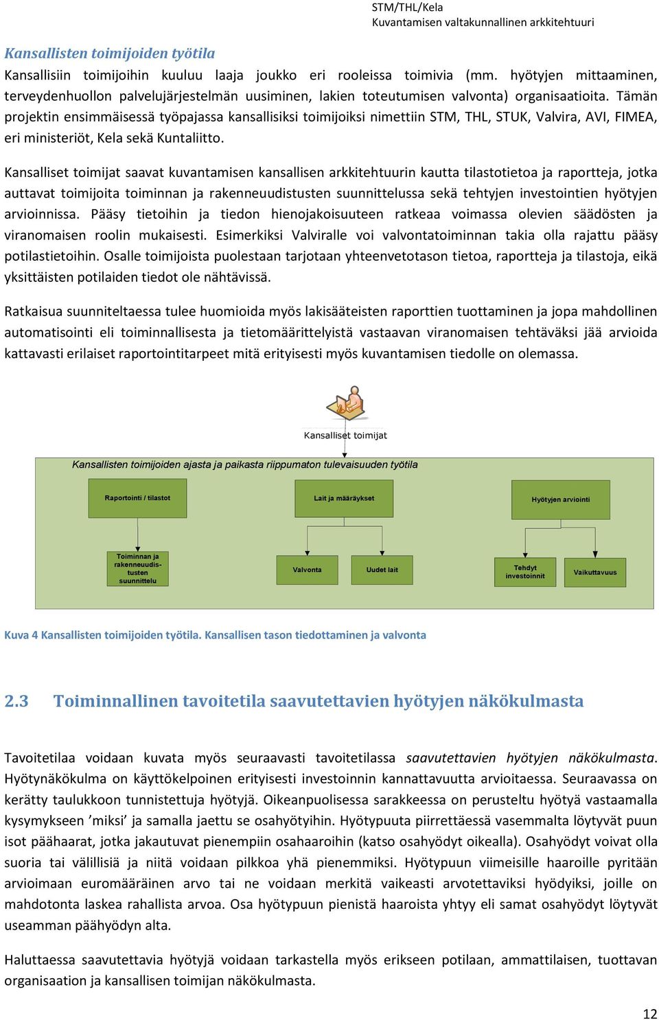 Tämän projektin ensimmäisessä työpajassa kansallisiksi toimijoiksi nimettiin STM, THL, STUK, Valvira, AVI, FIMEA, eri ministeriöt, Kela sekä Kuntaliitto.