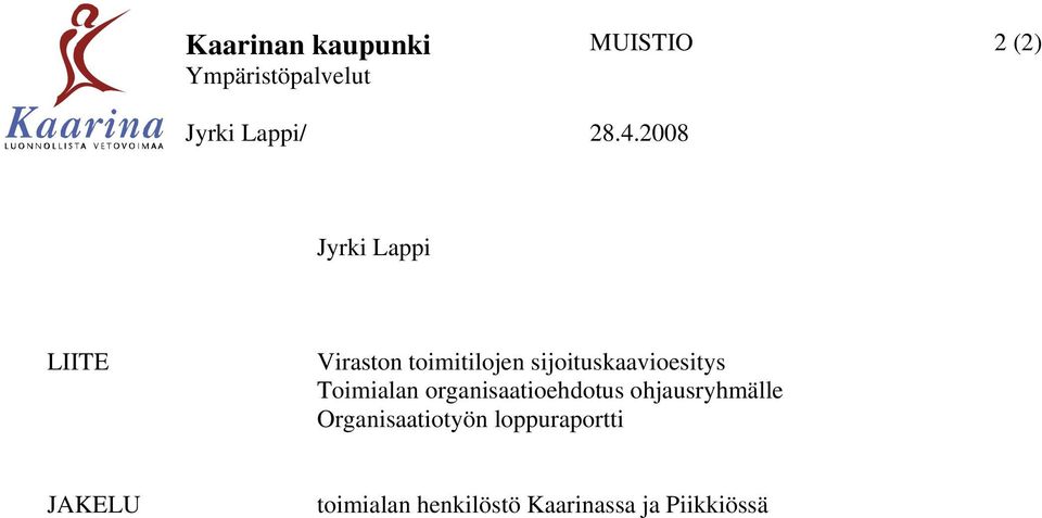 sijoituskaavioesitys Toimialan organisaatioehdotus ohjausryhmälle