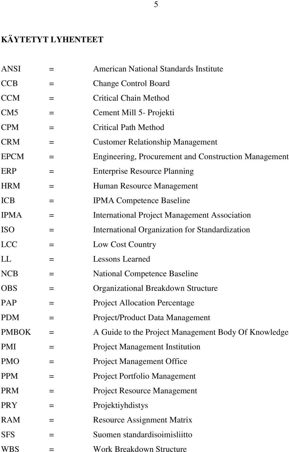 International Project Management Association ISO = International Organization for Standardization LCC = Low Cost Country LL = Lessons Learned NCB = National Competence Baseline OBS = Organizational