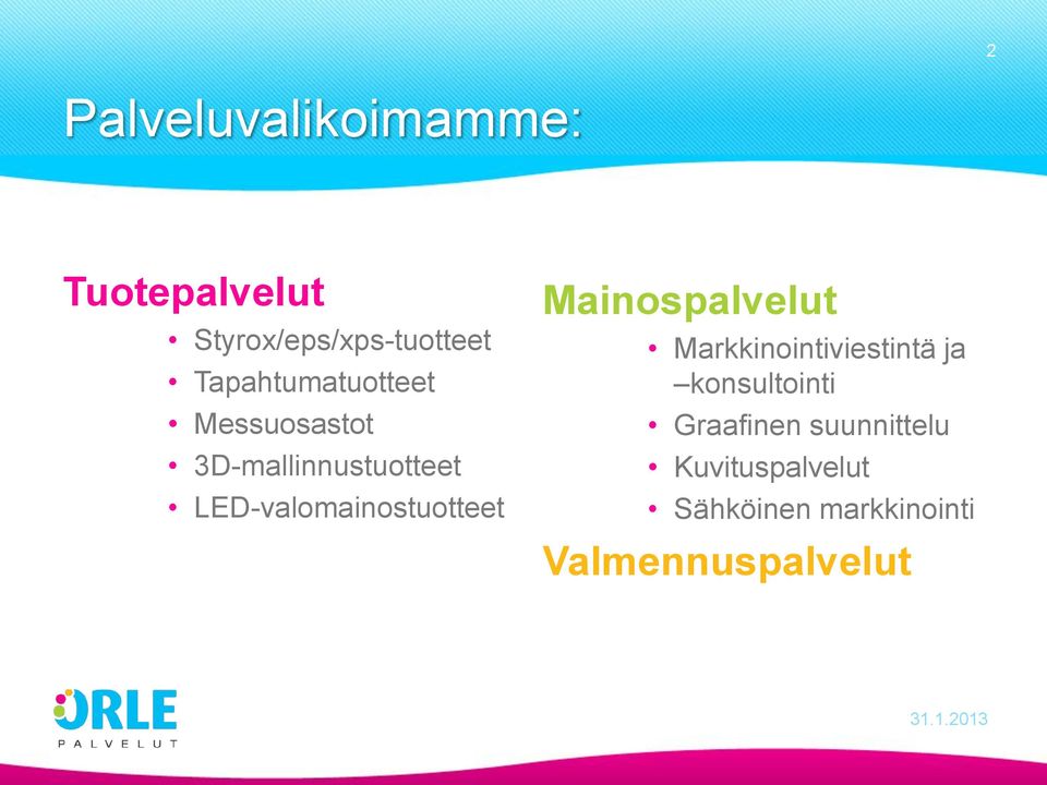 LED-valomainostuotteet Mainospalvelut Markkinointiviestintä ja