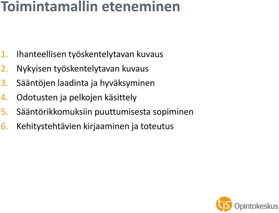Nykyisen työskentelytavan kuvaus 3.