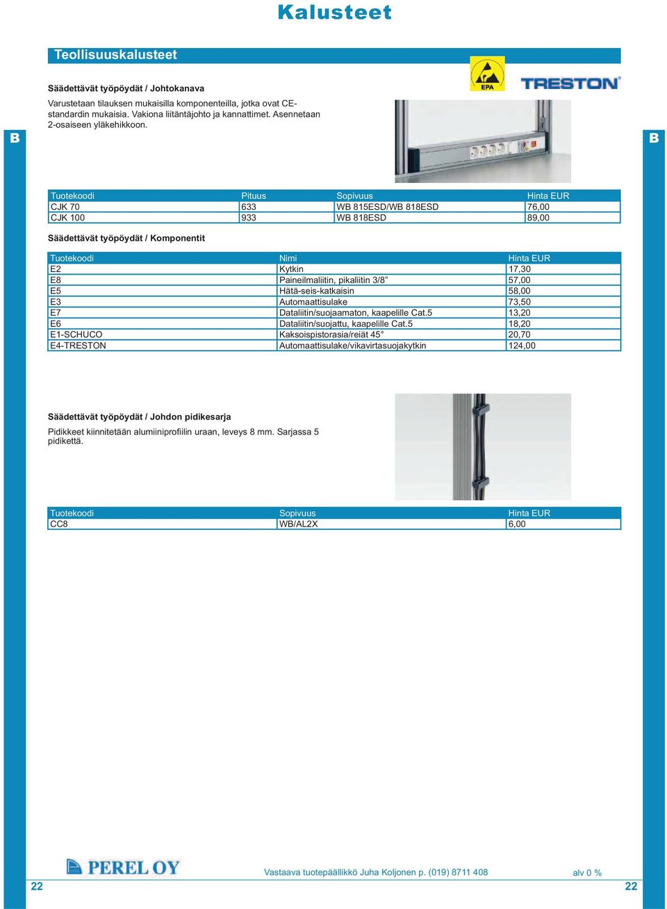 pikaliitin 3/8 57,00 E5 Hätä-seis-katkaisin 58,00 E3 Automaattisulake 73,50 E7 Dataliitin/suojaamaton, kaapelille Cat.5 13,20 E6 Dataliitin/suojattu, kaapelille Cat.