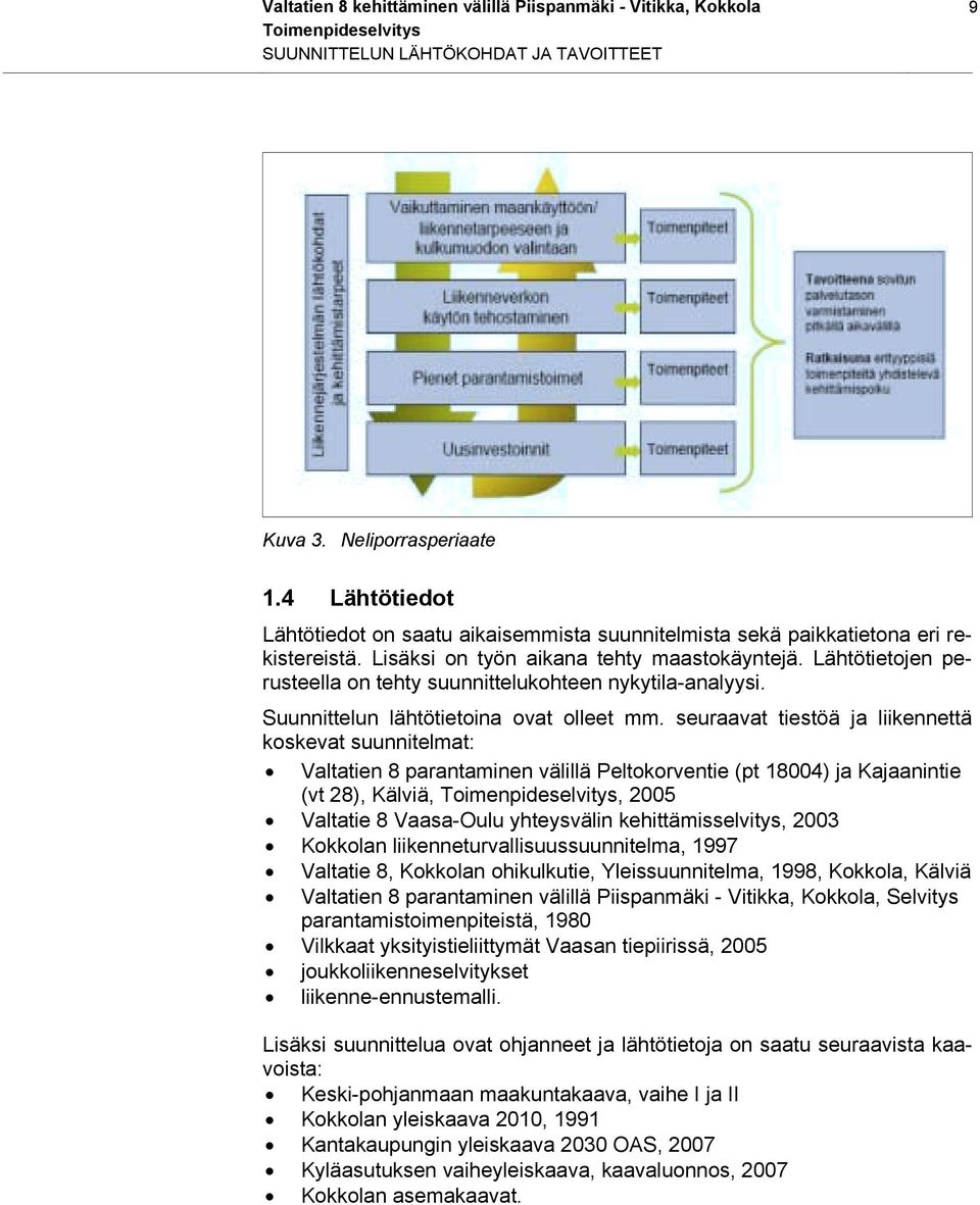 Lähtötietojen perusteella on tehty suunnittelukohteen nykytila-analyysi. Suunnittelun lähtötietoina ovat olleet mm.