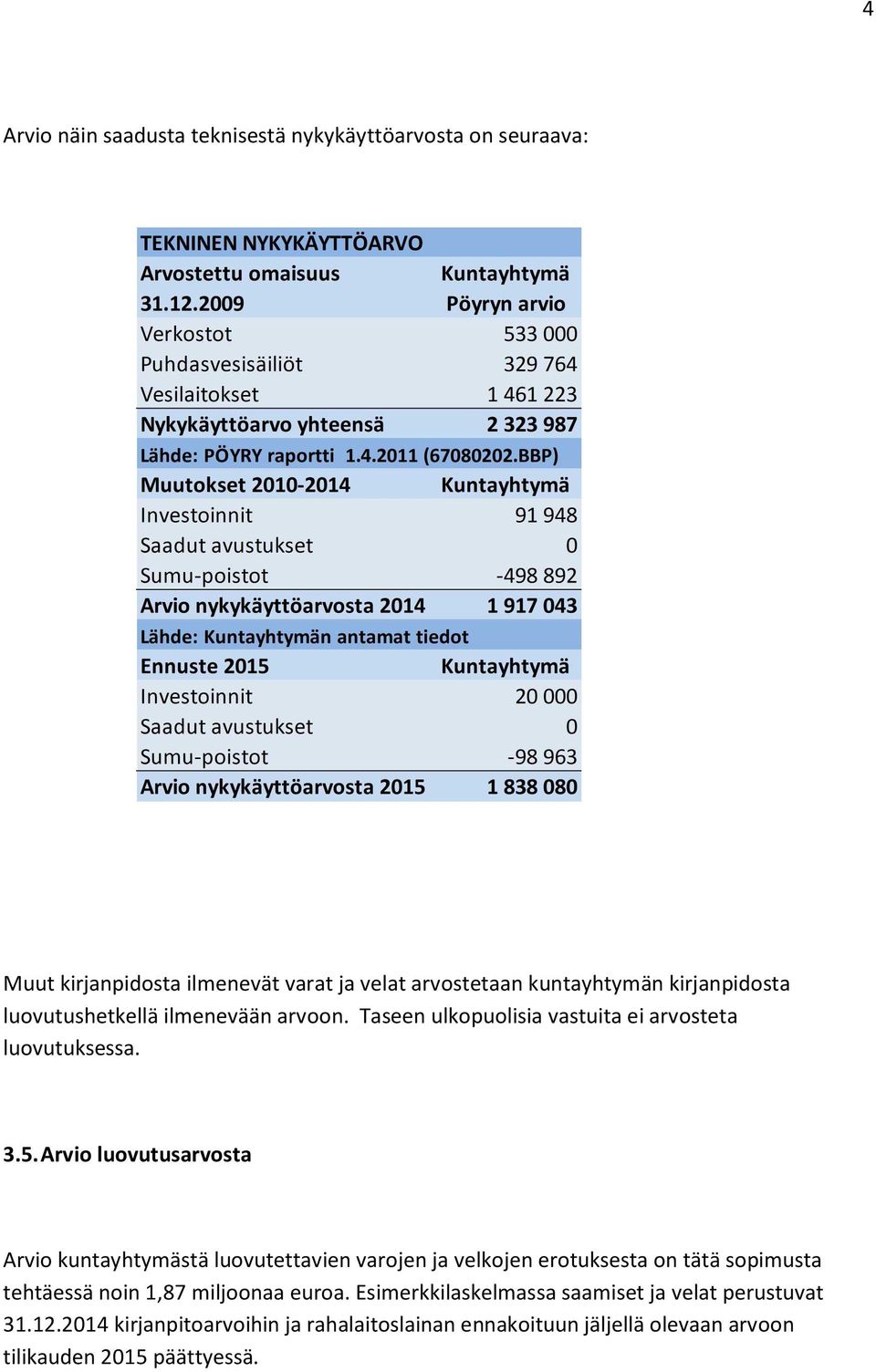 Arvio luovutusarvosta Arvio kuntayhtymästä luovutettavien varojen ja velkojen erotuksesta on tätä sopimusta tehtäessä noin 1,87 miljoonaa