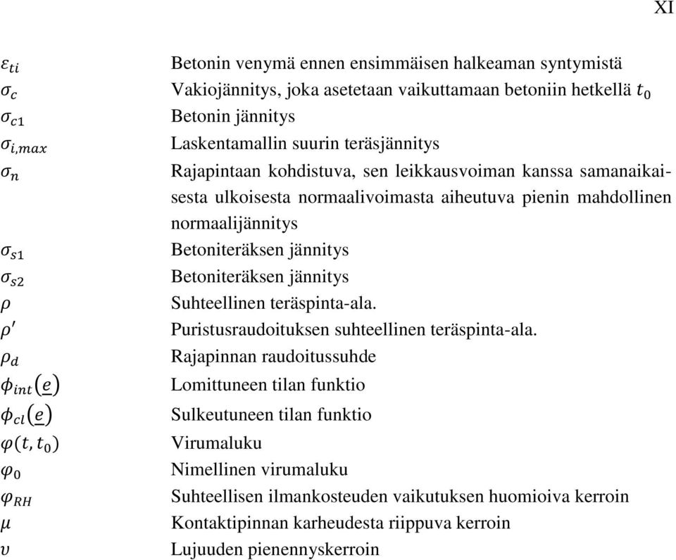 Betoniteräksen jännitys Suhteellinen teräspinta-ala. Puristusraudoituksen suhteellinen teräspinta-ala.