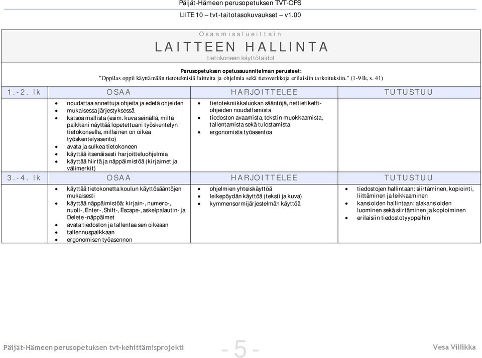 kuva seinällä, miltä paikkani näyttää lopetettuani työskentelyn tietokoneella, millainen on oikea työskentelyasento) avata ja sulkea tietokoneen käyttää itsenäisesti harjoitteluohjelmia käyttää