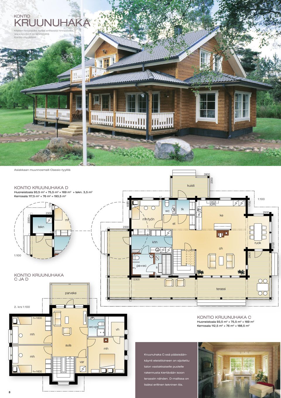 3,5 m 2 2300 2300 Kerroala 117,5 m 2 + 76 m 2 = 193,5 m 2 2000 tekn 4500 1700 2300 + KONTIO KRUUNUHAKA C JA D 12300 /työh 8200 2300 /työh + 12300 1700 2800 ruok 2500