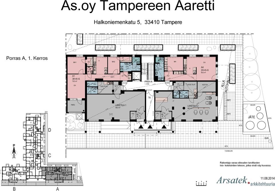 JV P O.TIT 2 ÄYT. PRH 1. R ak=2700 IIV. O.TIT 4 2H++ 59,0 m² HOIT.