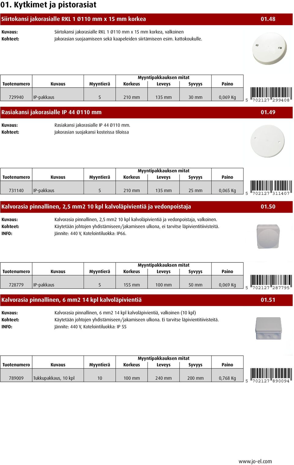 Jakorasian suojakansi kosteissa tiloissa 731140 IP-pakkaus 5 210 mm 135 mm 25 mm 0,065 Kg 5 702127 311407 45.