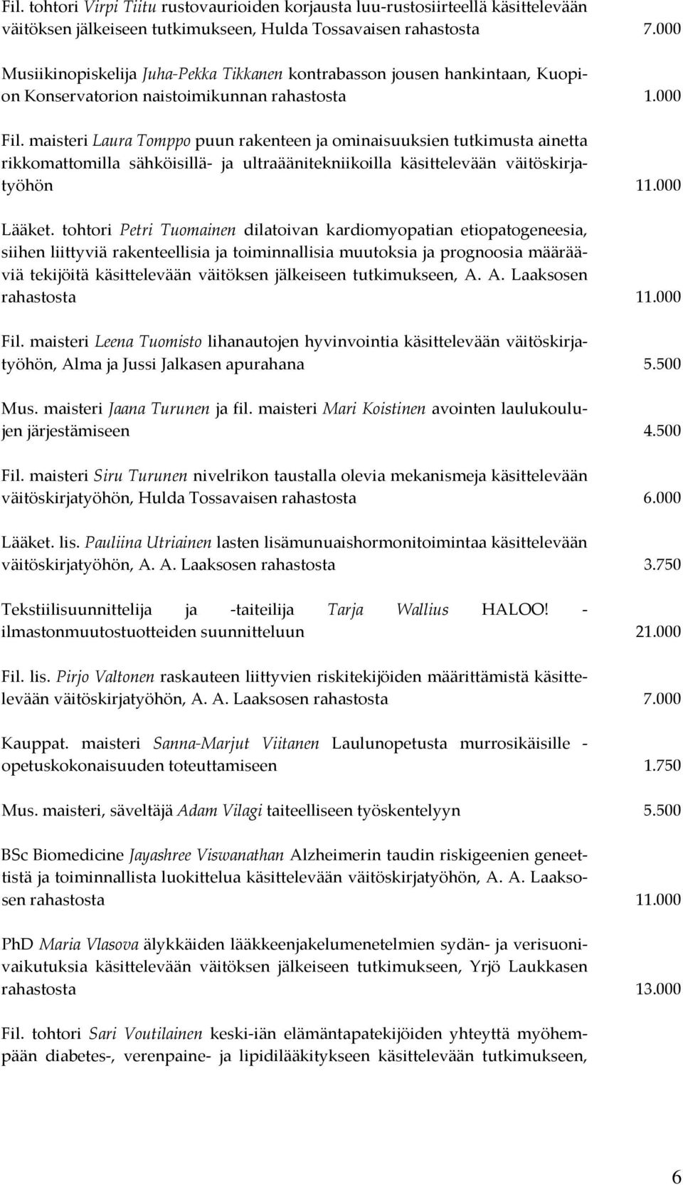 maisteri Laura Tomppo puun rakenteen ja ominaisuuksien tutkimusta ainetta rikkomattomilla sähköisillä- ja ultraäänitekniikoilla käsittelevään väitöskirjatyöhön 11.000 Lääket.
