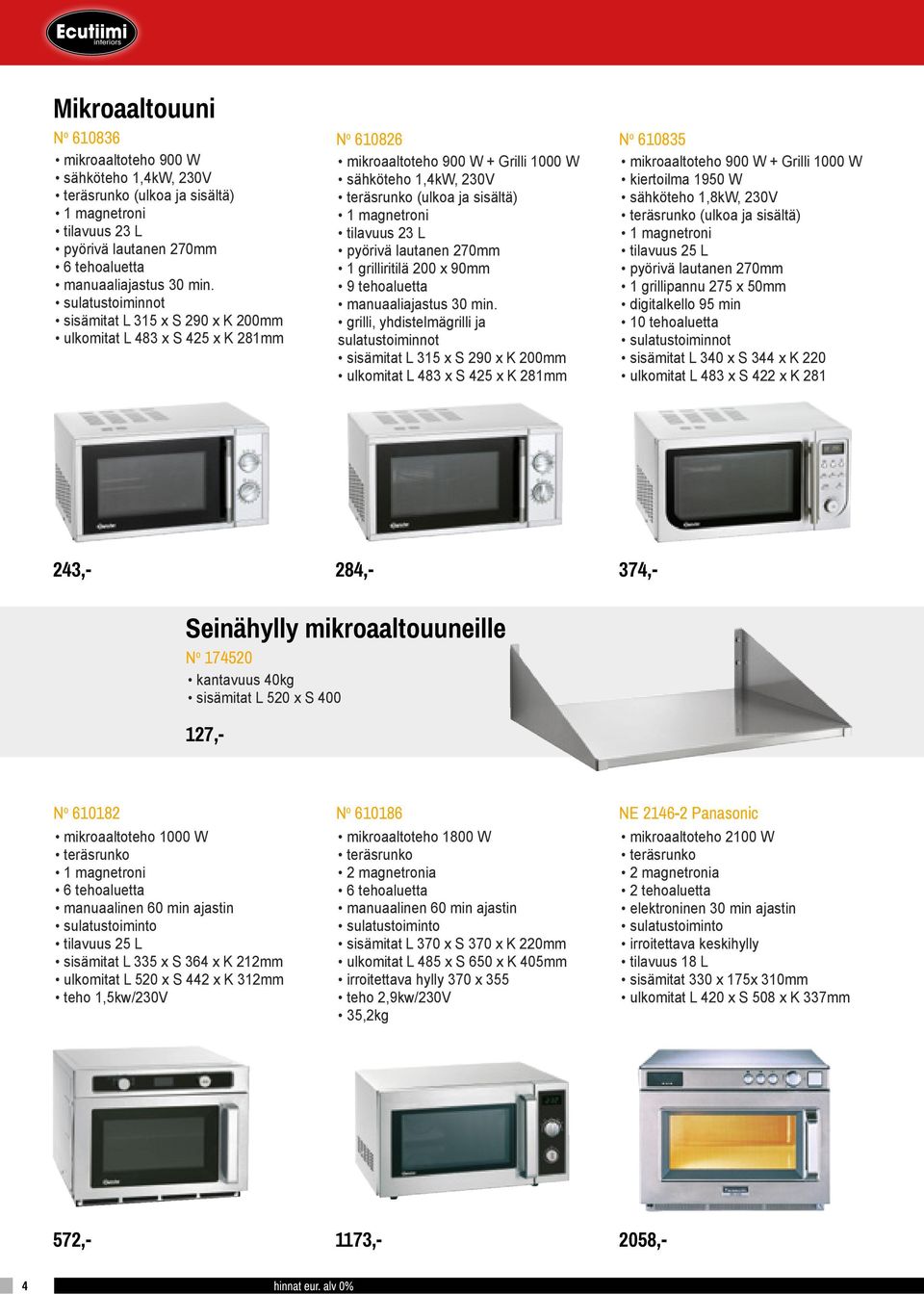 230V kiertoilma 1950 W teräsrunko (ulkoa ja sisältä) sähköteho 1,8kW, 230V 1 magnetroni teräsrunko (ulkoa ja sisältä) tilavuus 23 L 1 magnetroni pyörivä lautanen 270mm tilavuus 25 L 1 grilliritilä