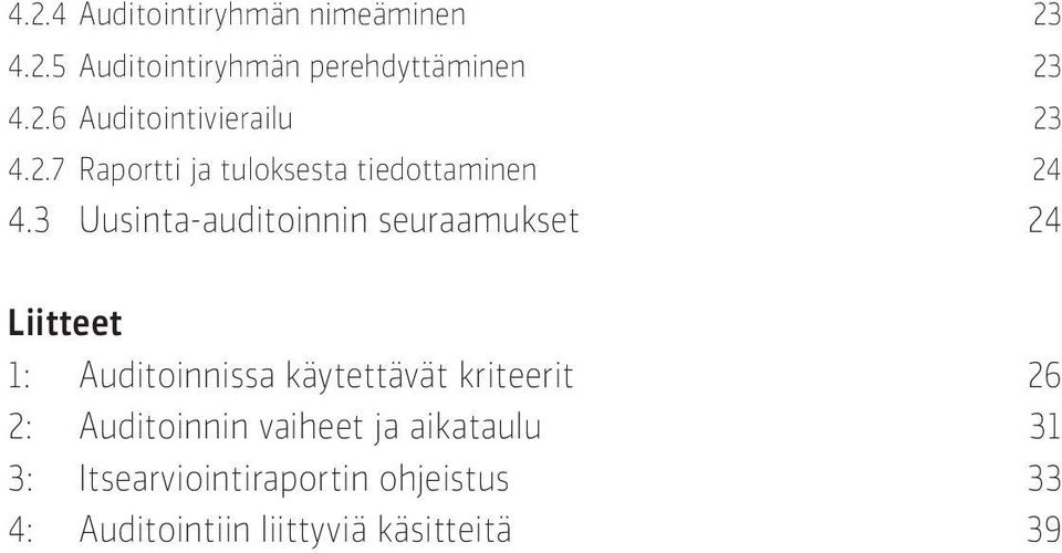 3 Uusinta-auditoinnin seuraamukset 24 Liitteet 1: Auditoinnissa käytettävät kriteerit 26