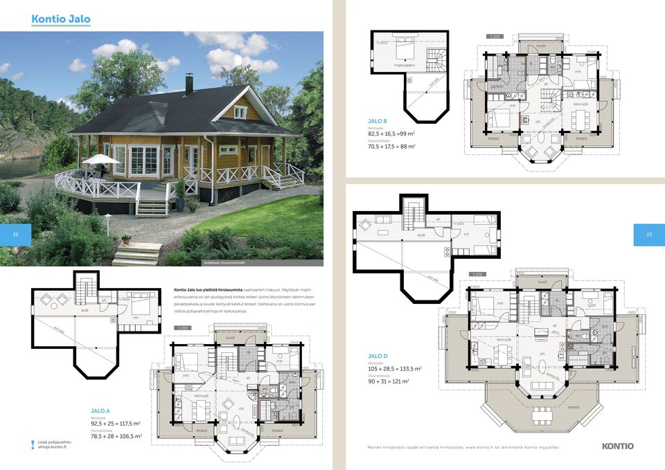 117,5 m2,5 + 28 = 106,5 m2 auki ala vh vh 1300 1300 / 22 23 5850 kuiti 3800 10000 5850 auki ala Aiakkaan muunnomalli 6900 4400 Kontio Jalo luo ylellitä hiriaumita vaativaankin makuun.