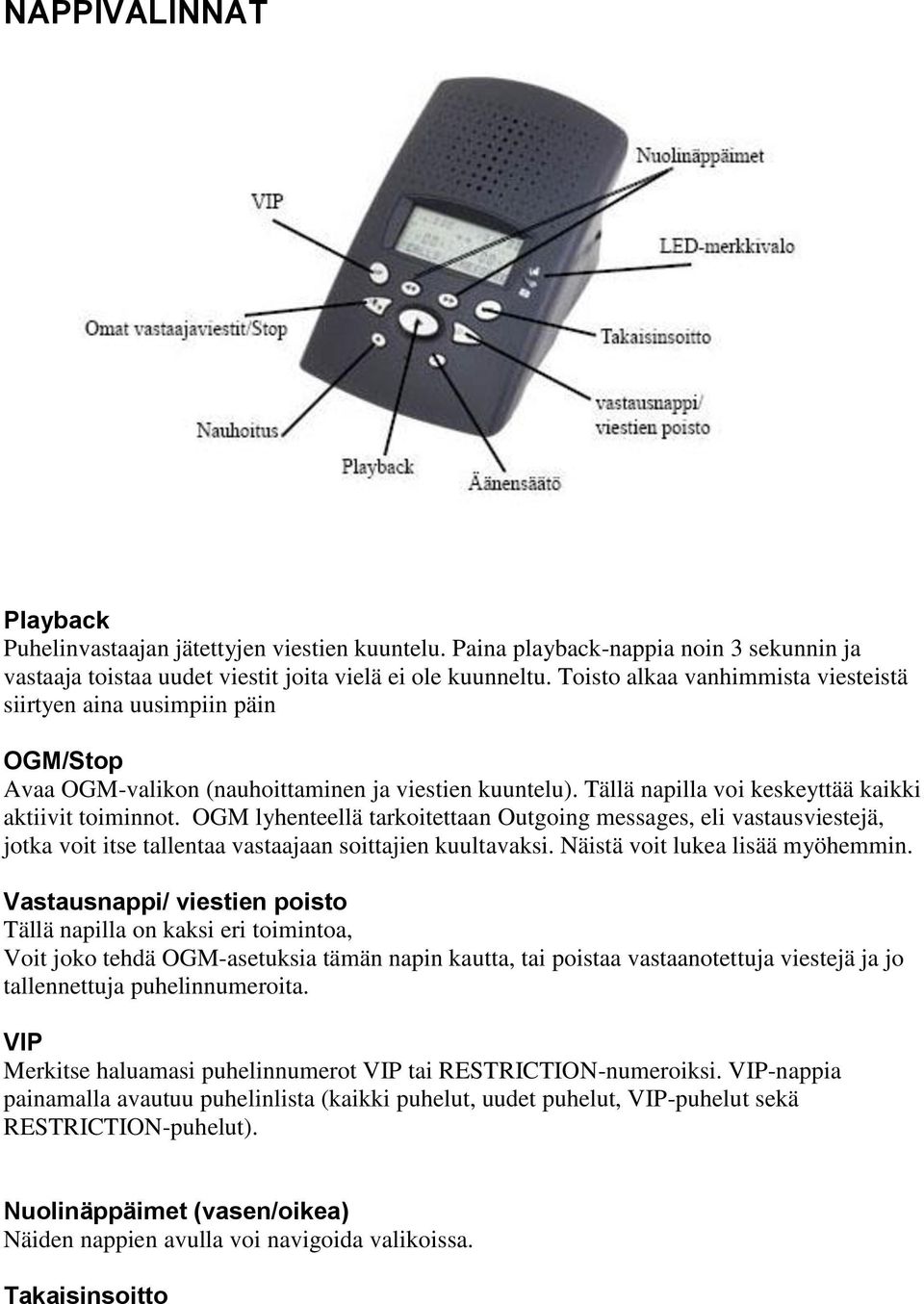 OGM lyhenteellä tarkoitettaan Outgoing messages, eli vastausviestejä, jotka voit itse tallentaa vastaajaan soittajien kuultavaksi. Näistä voit lukea lisää myöhemmin.