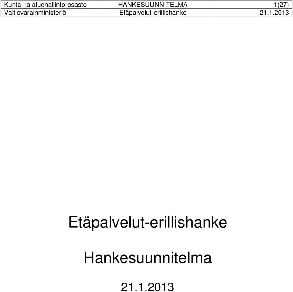 HANKESUUNNITELMA 1(27)