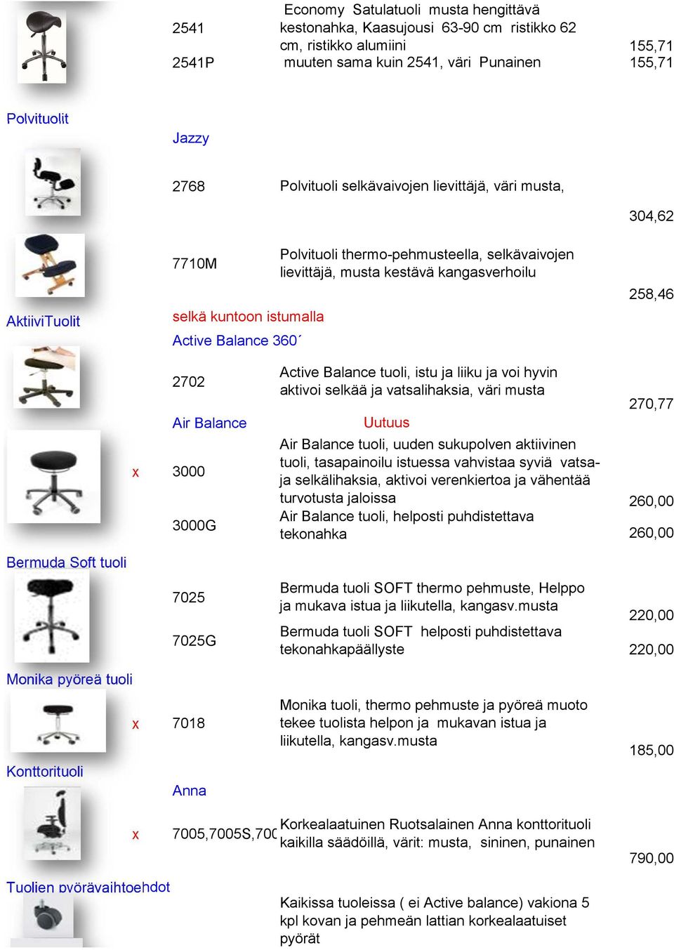 258,46 Bermuda Soft tuoli 2702 Air Balance 3000 3000G 7025 7025G Active Balance tuoli, istu ja liiku ja voi hyvin aktivoi selkää ja vatsalihaksia, väri musta Uutuus Air Balance tuoli, uuden