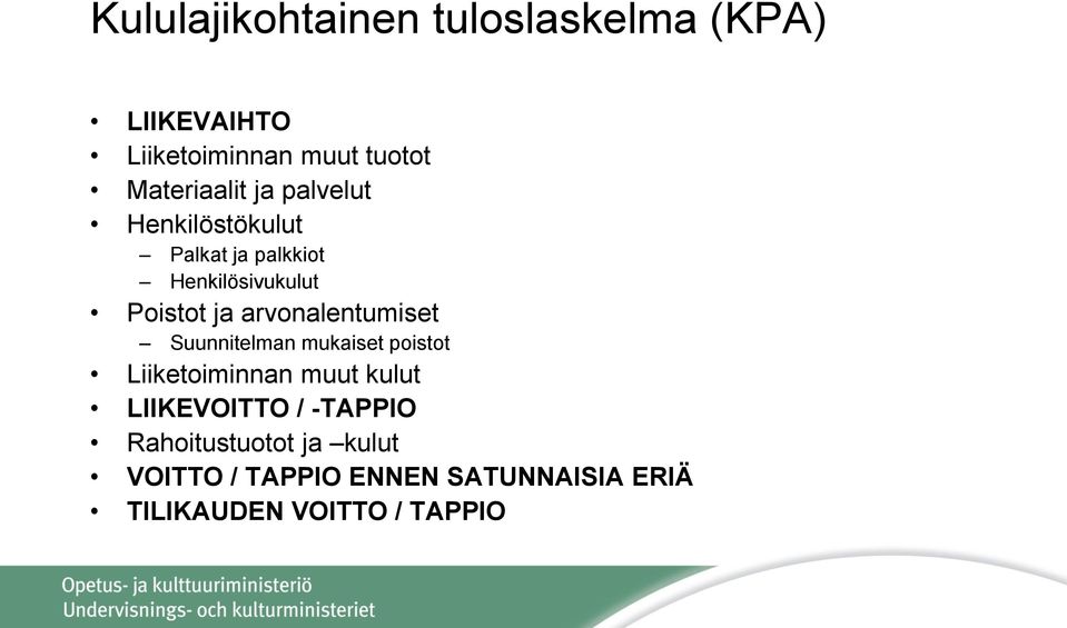 arvonalentumiset Suunnitelman mukaiset poistot Liiketoiminnan muut kulut LIIKEVOITTO /