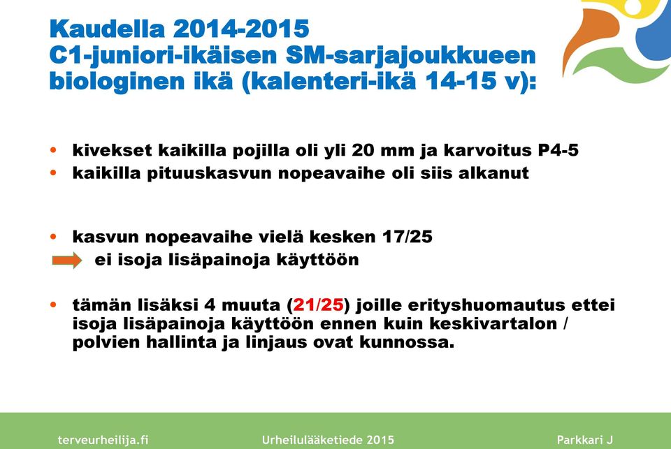 nopeavaihe vielä kesken 17/25 ei isoja lisäpainoja käyttöön tämän lisäksi 4 muuta (21/25) joille