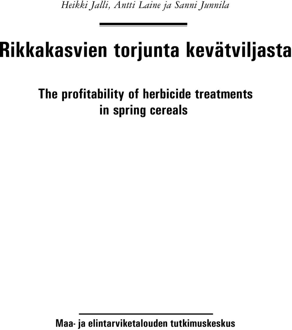 profitability of herbicide treatments in