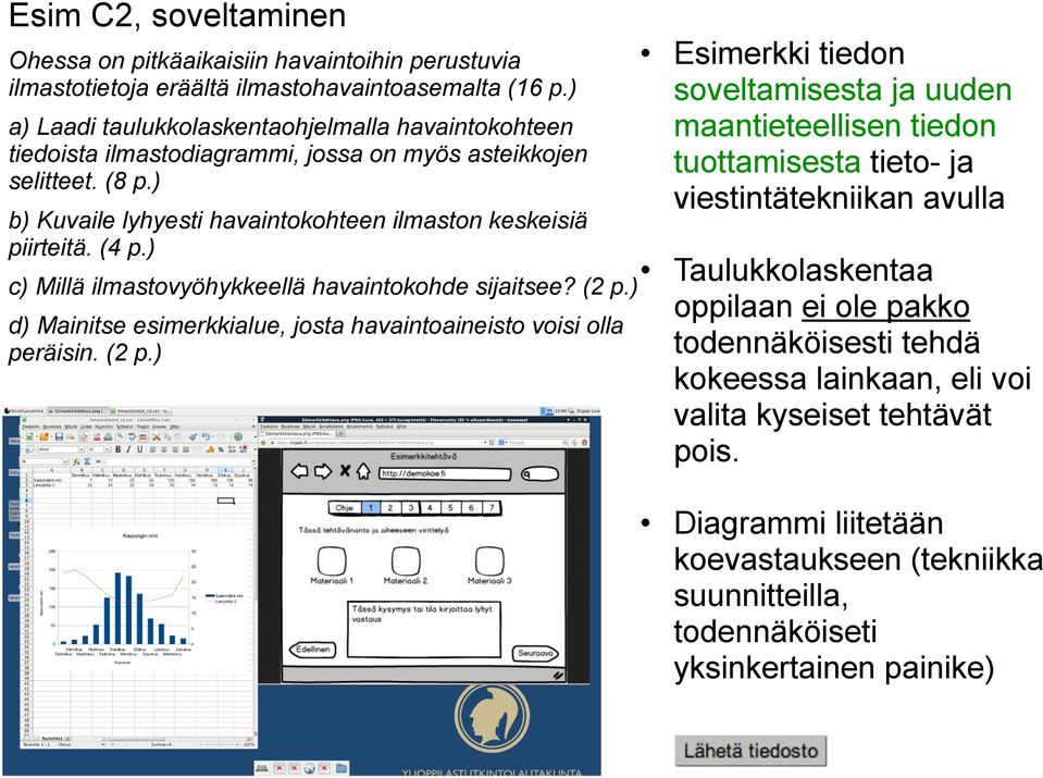 ) c) Millä ilmastovyöhykkeellä havaintokohde sijaitsee? (2 p.