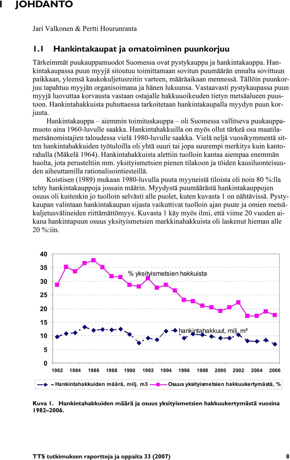 Tällöin puunkorjuu tapahtuu myyjän organisoimana ja hänen lukuunsa. Vastaavasti pystykaupassa puun myyjä luovuttaa korvausta vastaan ostajalle hakkuuoikeuden tietyn metsäalueen puustoon.